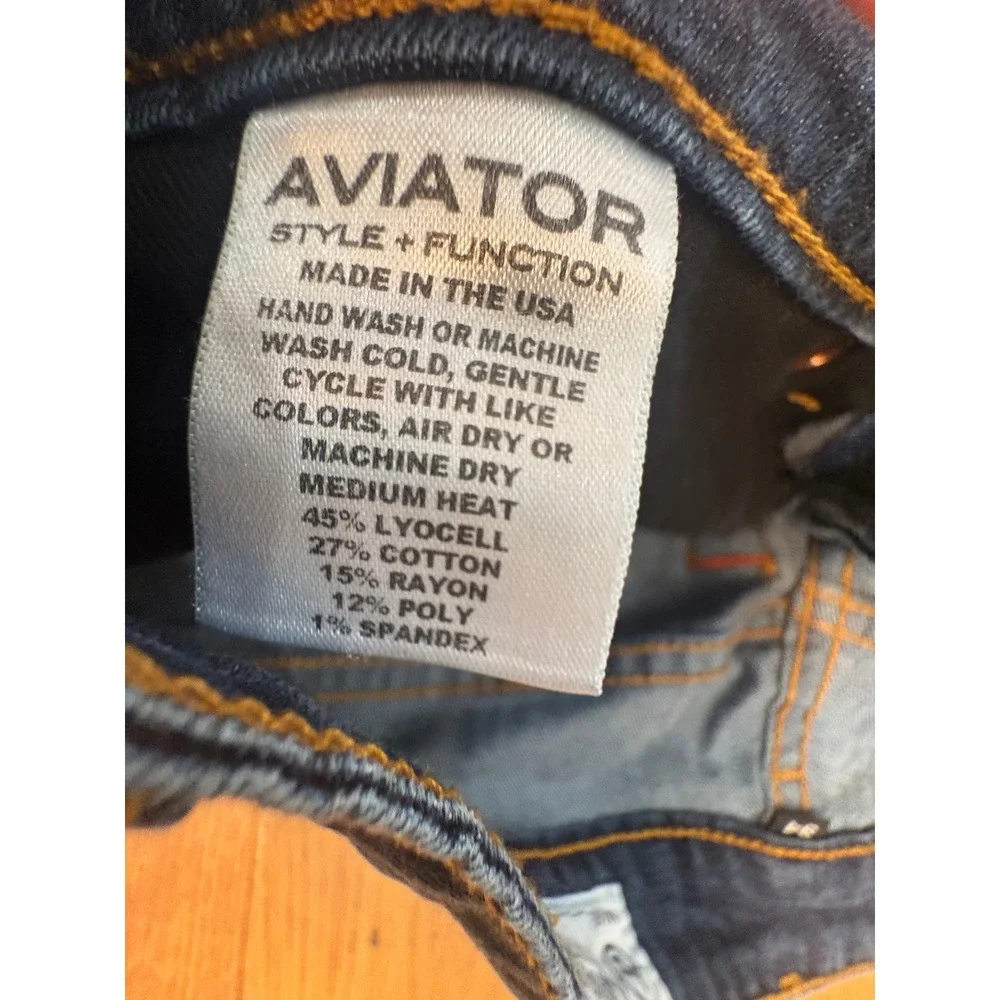 Aviator Mens Best Travel Jeans Dark Wash Straight Leg Indigo Made in USA 34x30